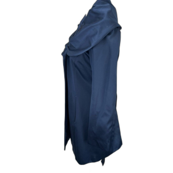 Ladies Tahari Trench Coat, Dark Blue Satin Portrait Collar Size Small Machine … - Picture 5 of 9